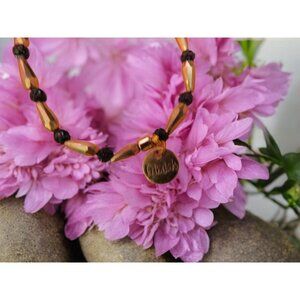 Erimish Gold and Black Beaded Bracelet - Glam Boho Stretch Bracelet